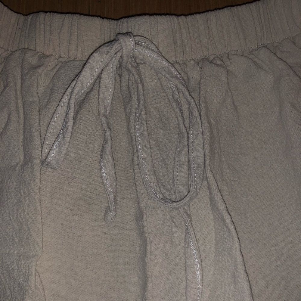 Tan Ruffle Hem Shorts - Picture 3 of 6